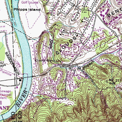 Topographic Map of Clouds Bend Church, TN