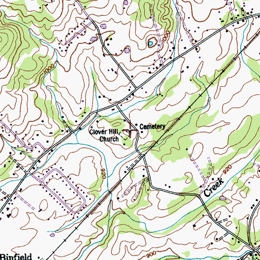 Topographic Map of Clover Hill Presbyterian Church, TN