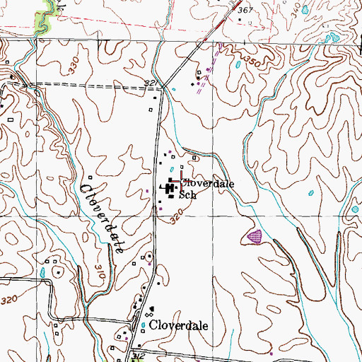 Topographic Map of Cloverdale School, TN