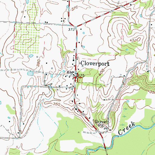 Topographic Map of Cloverport, TN