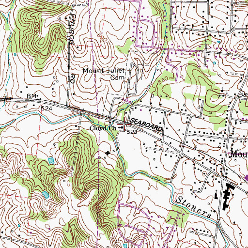 Topographic Map of Cloyd Church, TN