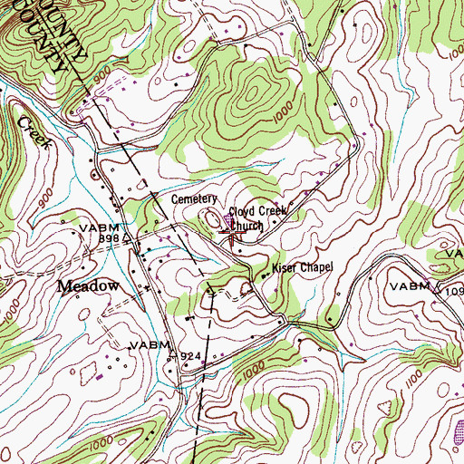 Topographic Map of Cloyds Creek Presbyterian Church, TN