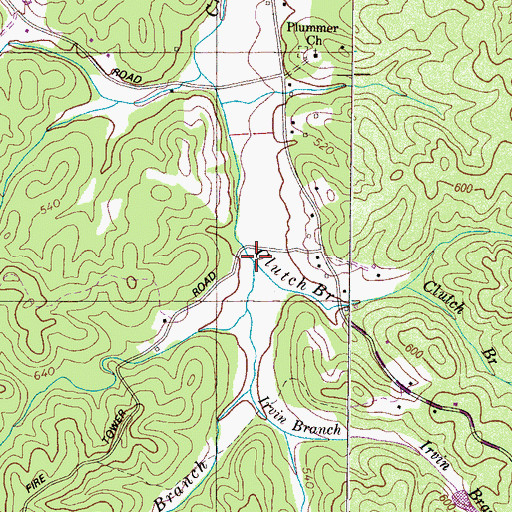 Topographic Map of Clutch Branch, TN