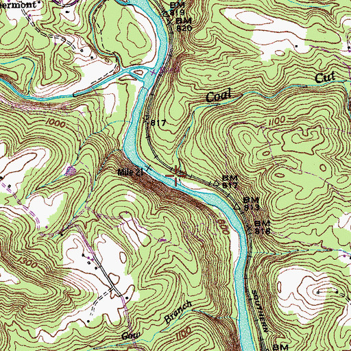 Topographic Map of Coal Cut Branch, TN