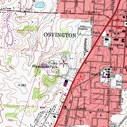 Topographic Map of Cobb Memorial Park, TN