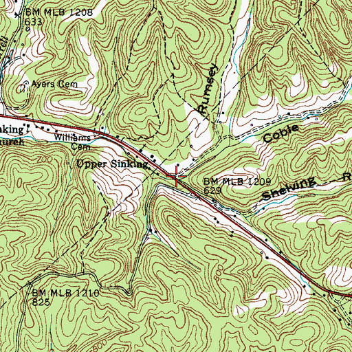 Topographic Map of Coble Hollow, TN