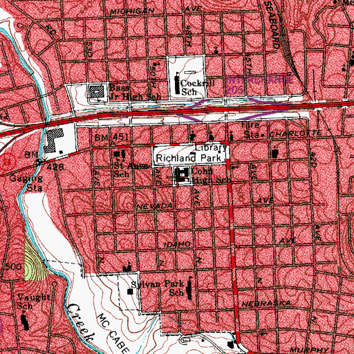 Topographic Map of Cohn High School, TN