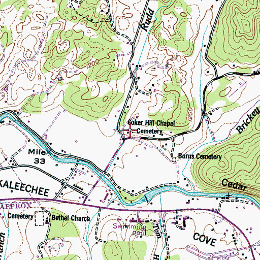Topographic Map of Coker Hill Chapel, TN
