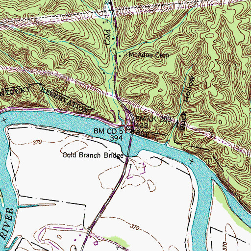 Topographic Map of Cold Branch, TN