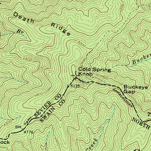 Topographic Map of Cold Spring Knob, TN