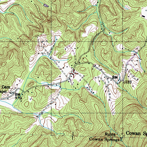 Topographic Map of Cold Springs School, TN