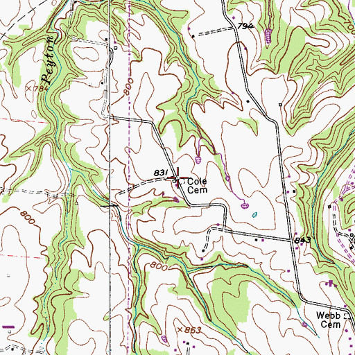 Topographic Map of Cole Cemetery, TN