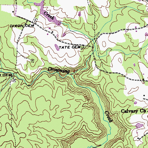 Topographic Map of Coley Creek, TN