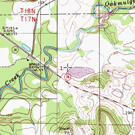 Topographic Map of Bruce Pardue Lake Dam, AL