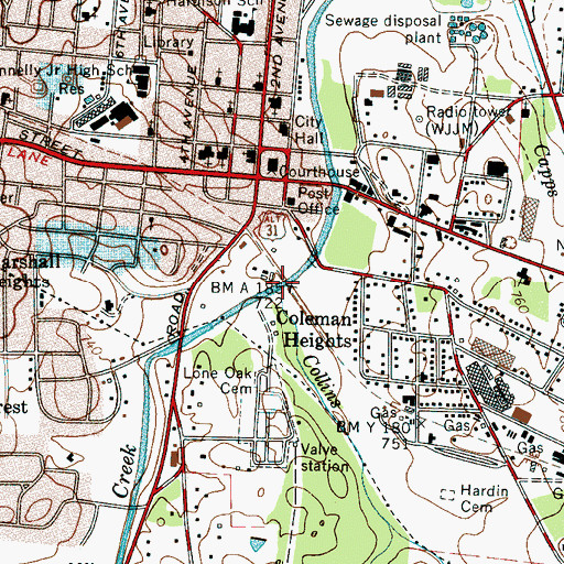 Topographic Map of Collins Creek, TN