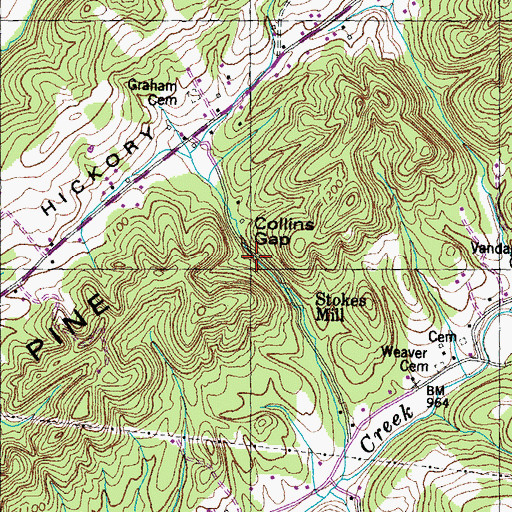 Topographic Map of Collins Gap, TN
