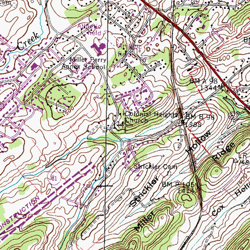 Topographic Map of Colonial Heights Church, TN
