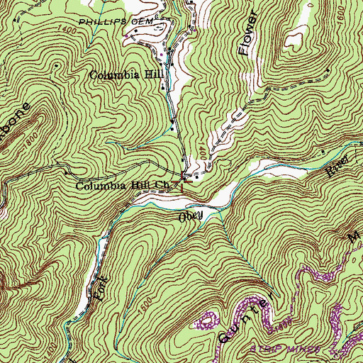 Topographic Map of Columbia Hill Church, TN