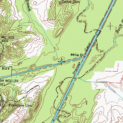 Topographic Map of Comer Branch, TN