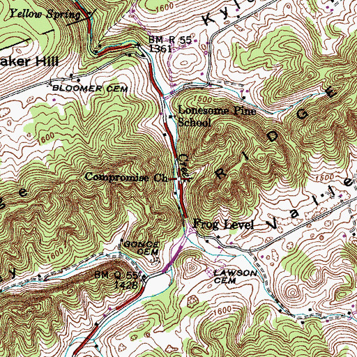 Topographic Map of Compromise Church, TN
