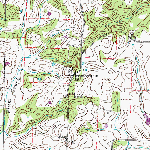 Topographic Map of Concord Baptist Church, TN