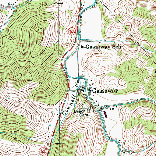 Topographic Map of Connell Creek, TN