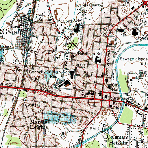 Topographic Map of Connelly Junior High School, TN