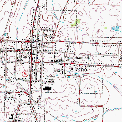 Topographic Map of Consolidated School, TN
