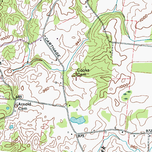 Topographic Map of Cooke Cemetery, TN