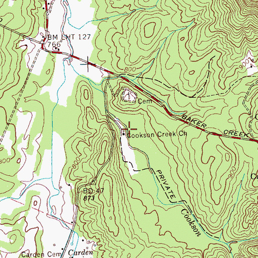 Topographic Map of Cookson Creek Church, TN