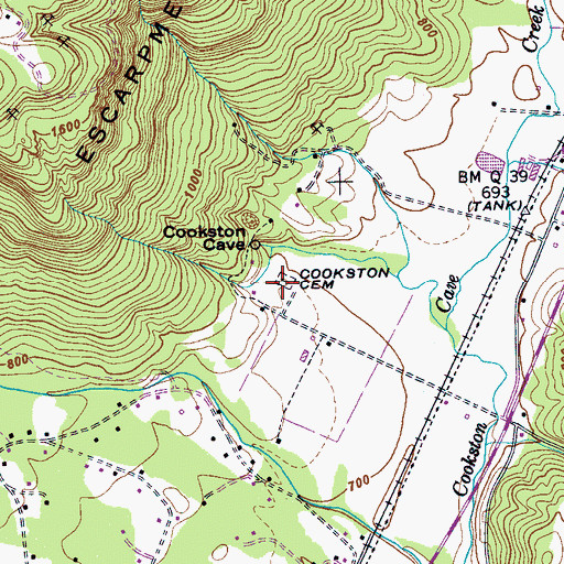 Topographic Map of Cookston Cemetery, TN