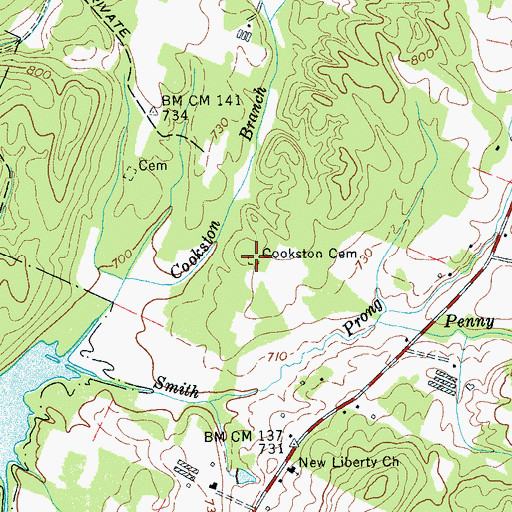 Topographic Map of Cookston Cemetery, TN