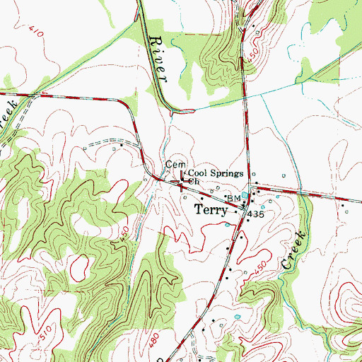 Topographic Map of Cool Springs Church, TN