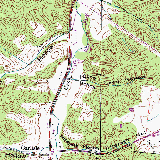 Topographic Map of Coon Hollow, TN