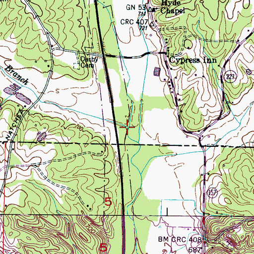 Topographic Map of Cooper Branch, TN