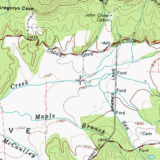 Topographic Map of Cooper Branch, TN