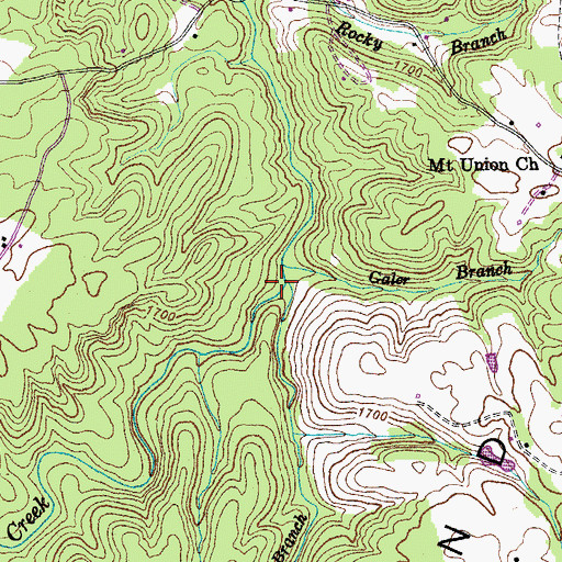 Topographic Map of Cooper Branch, TN