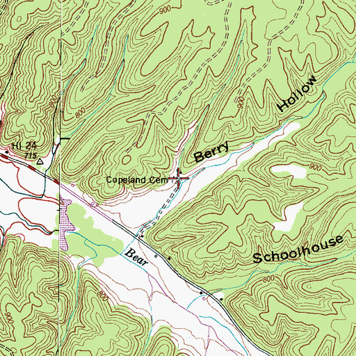 Topographic Map of Copeland Cemetery, TN