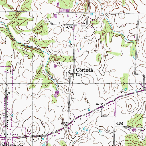 Topographic Map of Corinth Church, TN