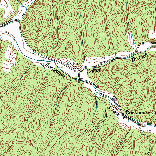 Topographic Map of Cotton Branch, TN