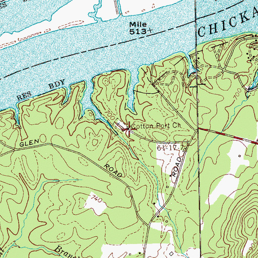 Topographic Map of Cotton Port Church, TN