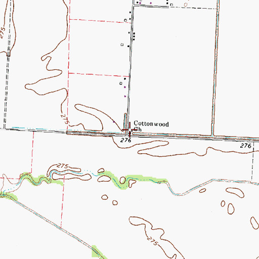 Topographic Map of Cottonwood Church, TN