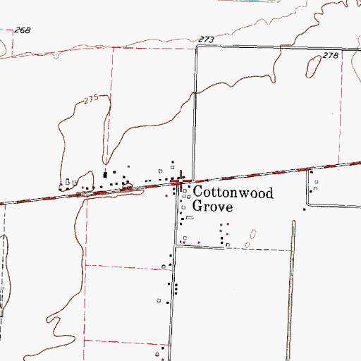 Topographic Map of Cottonwood Grove, TN