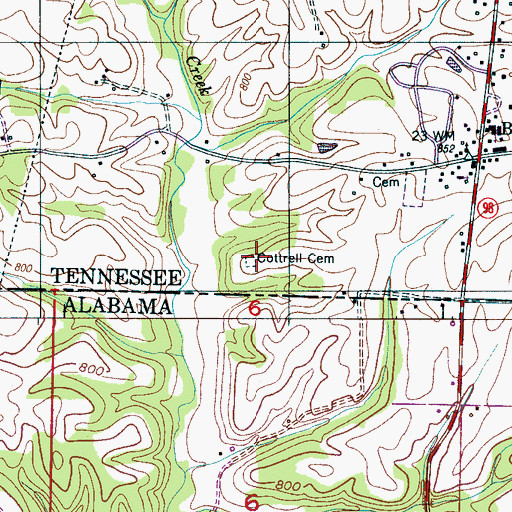 Topographic Map of Cottrell Cemetery, TN