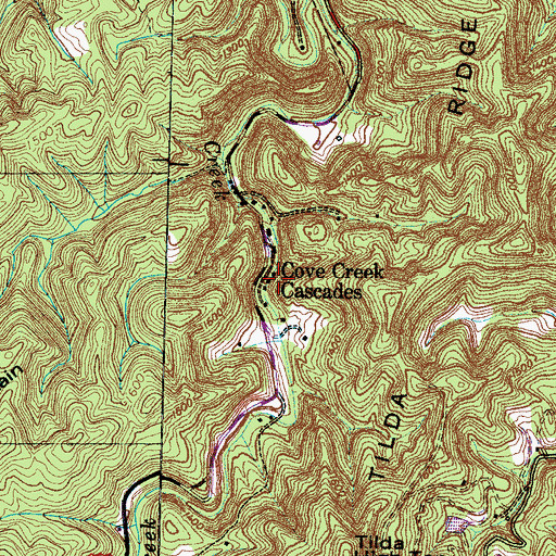 Topographic Map of Cove Creek Cascades, TN