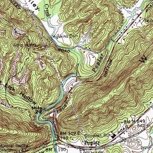 Topographic Map of Cow Creek, TN