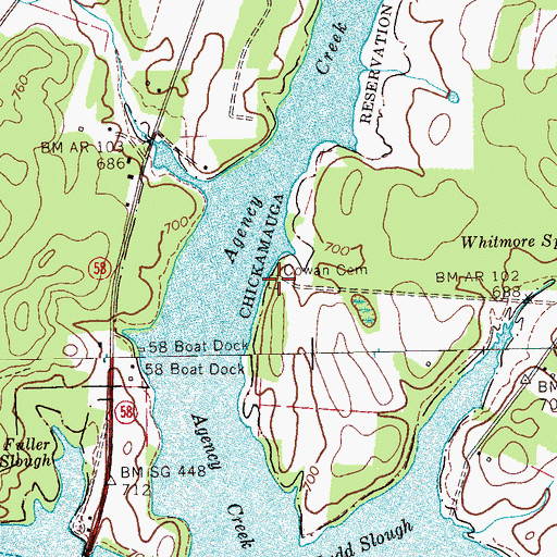 Topographic Map of Cowan Cemetery, TN