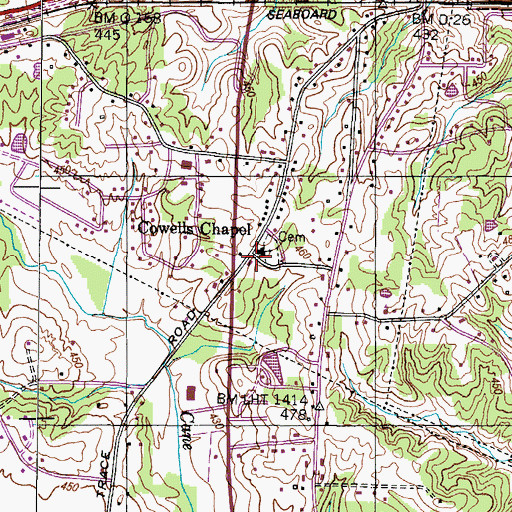 Topographic Map of Cowells Chapel, TN