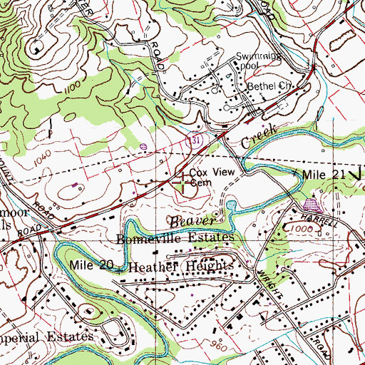 Topographic Map of Cox View Cemetery, TN