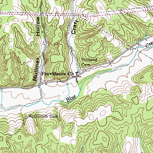 Topographic Map of Craft Hollow, TN